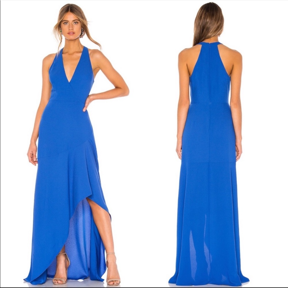NWT BCBGMAXAZRIA asymmetric high low gown blue